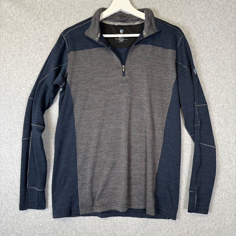 Kuhl Ryzer Mens Size Small Quarter Zip Shirt Blue Gray Long Sleeve Pullover